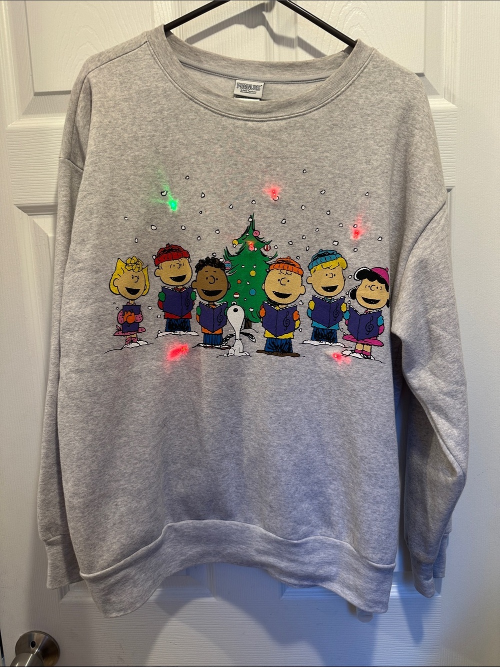 Peanuts Light-Up Gray Holiday Crewneck Sweatshirt - Picture 3 of 7